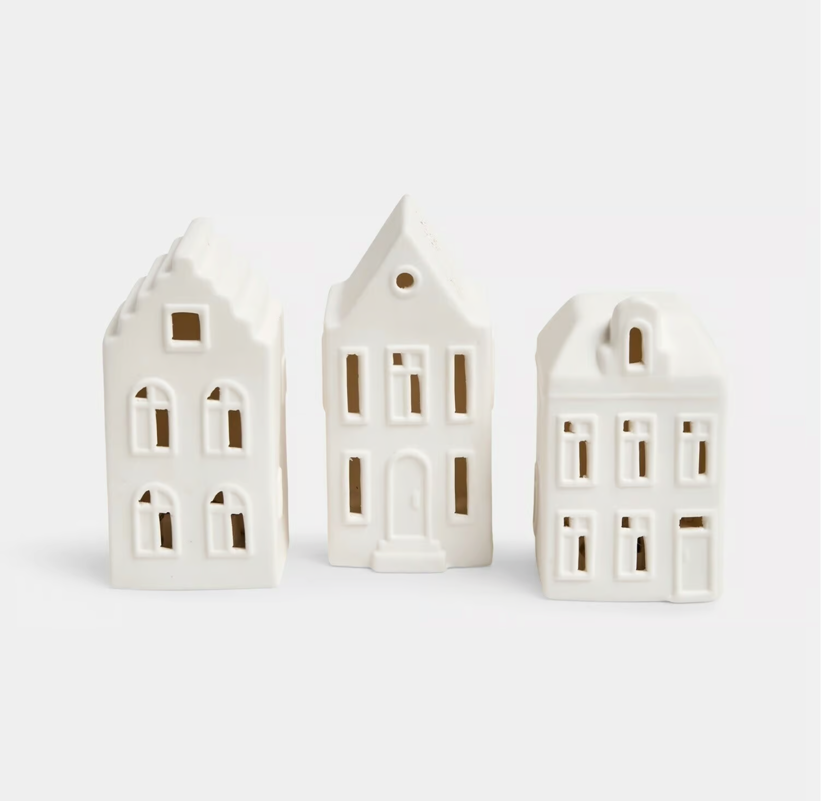 Three white Sjöhem LED houses